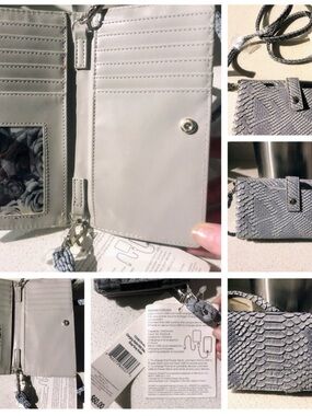 Adrienne Vittadini Light Gray Phone Crossbody Wallet with Card Slots